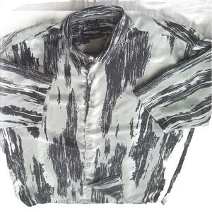Bassiri Uomo Buttons Men‎ XL Short Sleeve Shirt Microfiber Coumoflage Black Gray